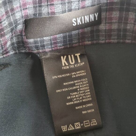 KUT from the Kloth Women’s Plaid Skinny Dress Pants Size 12 Purple Gray Stretch - Picture 6 of 7